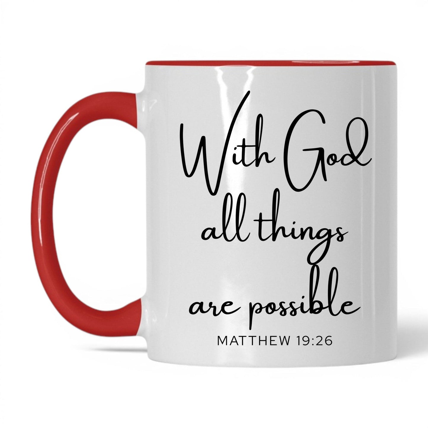 With God All Things Possible Mug – 15oz White/Black Mug