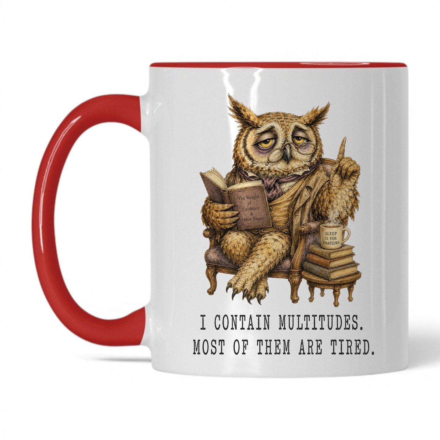 I Contain Multitudes Owl Mug – 11oz Red Mug