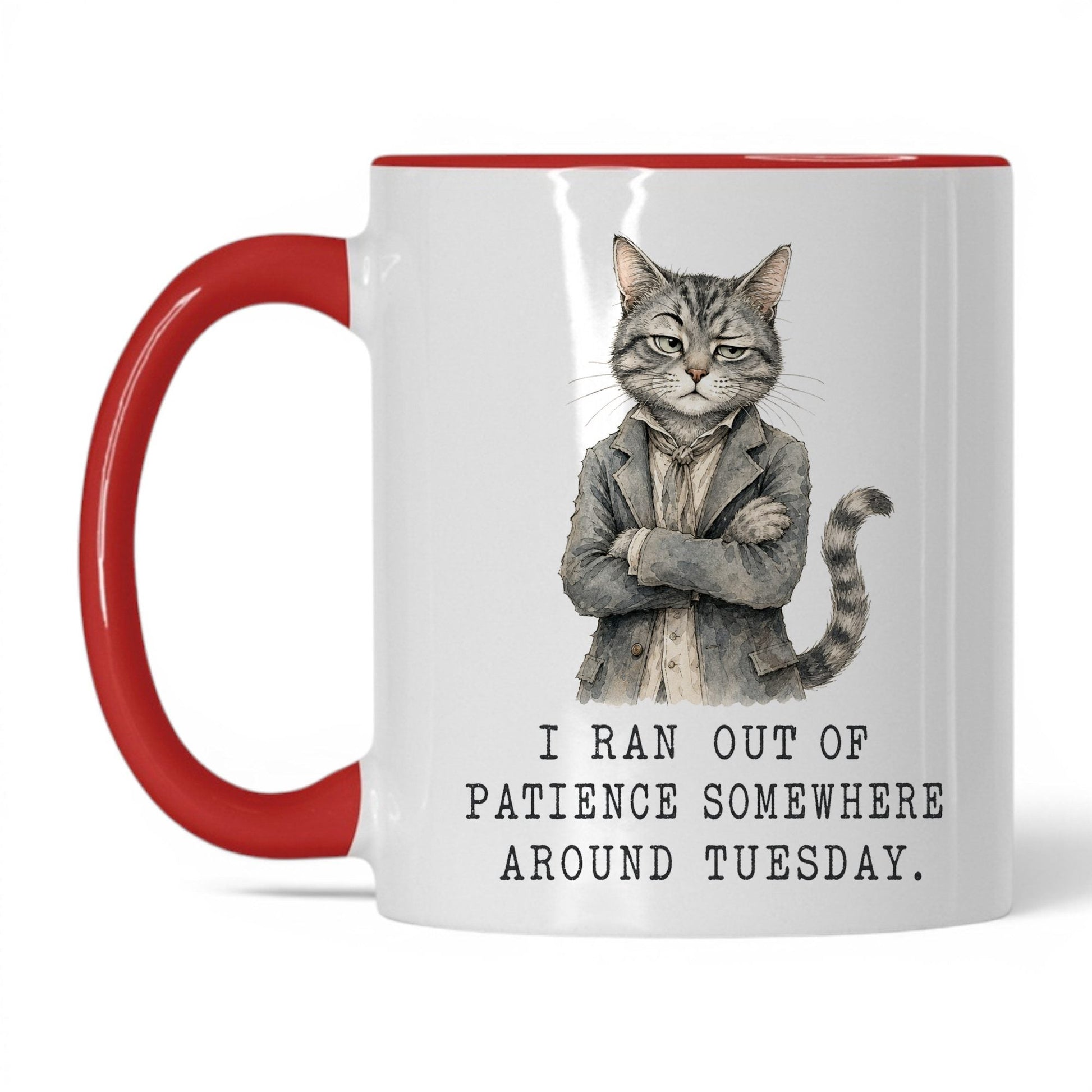 Out of Patience Cat Mug – 11oz White/Red Mug