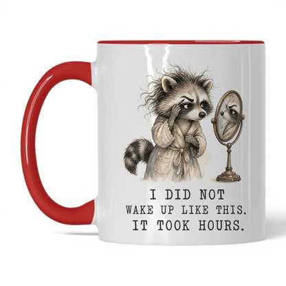 It Took Hours Raccoon Mug – 11oz White/Red Mug