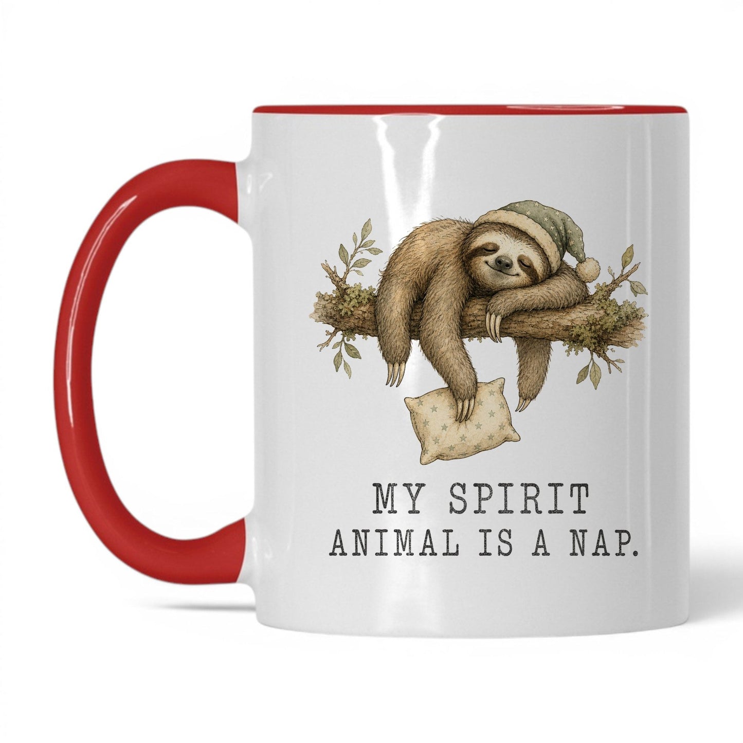 My Spirit Animal Is a Nap Sloth Mug – 11oz White/Red Mug
