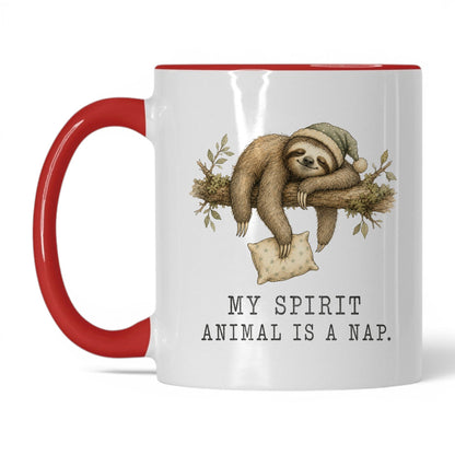 My Spirit Animal Is a Nap Sloth Mug – 11oz White/Red Mug