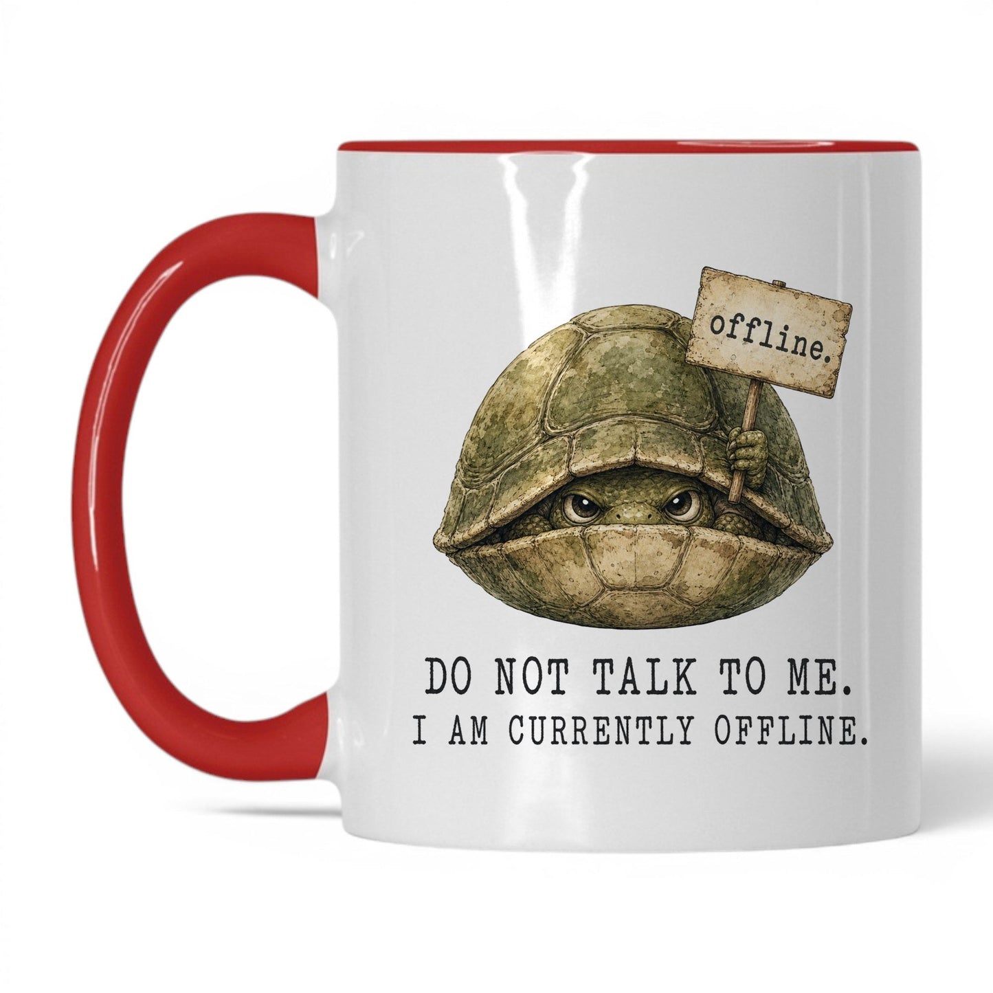 Currently Offline Turtle Mug – 11oz White Red Mug
