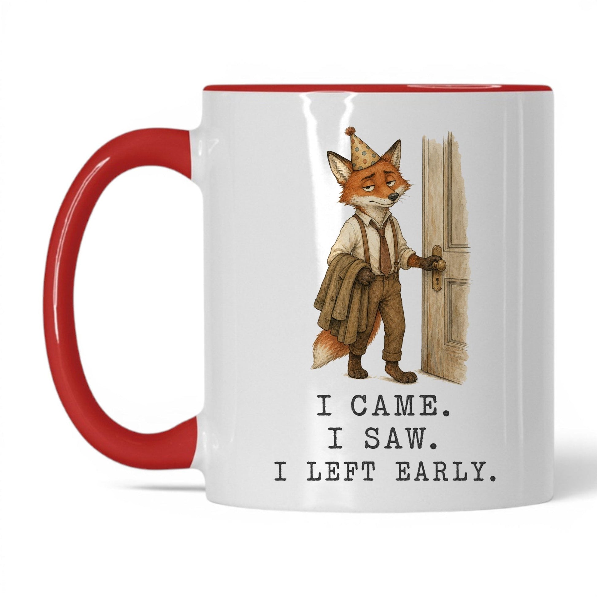 Left the Party Early Fox Mug – 11oz Red Mug