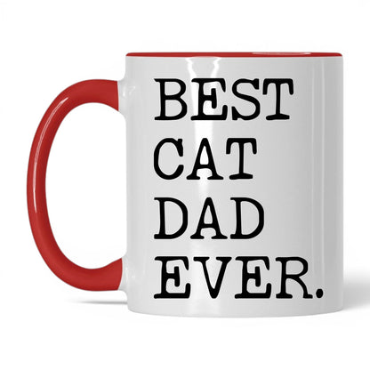 Best Cat Dad Ever 11oz white and red coffee mug