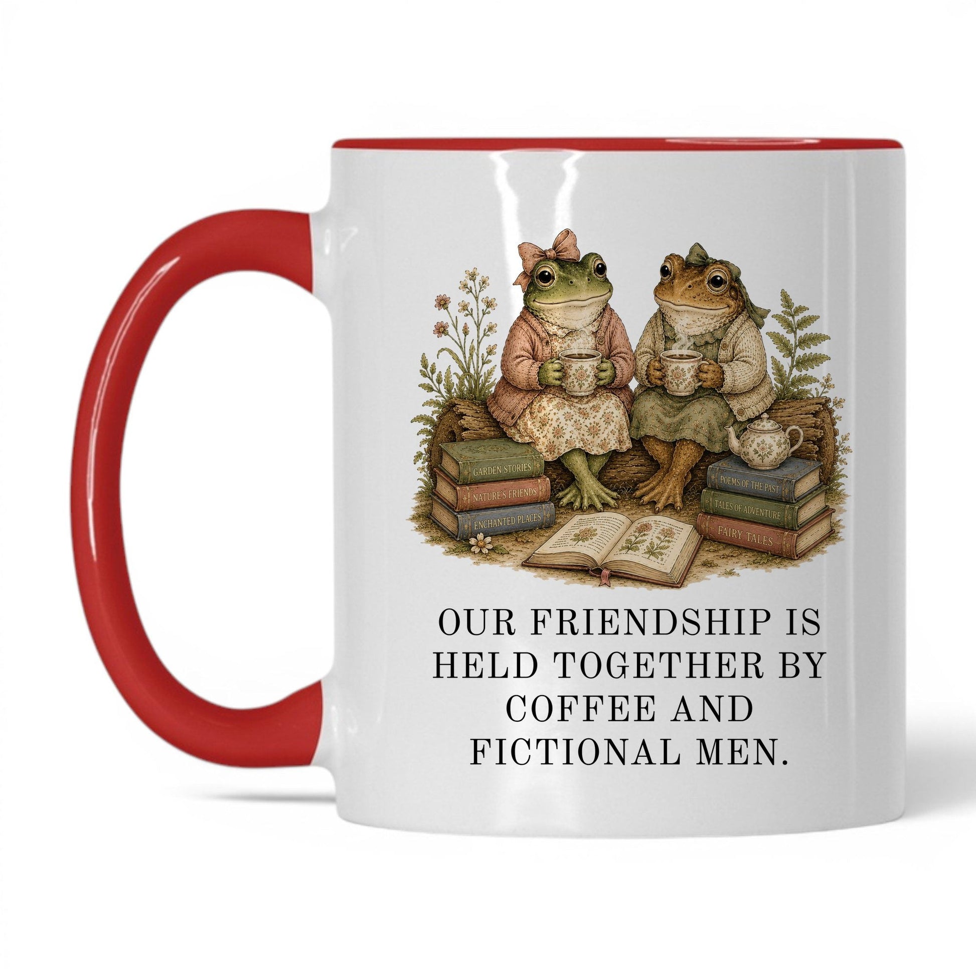 Coffee And Fictional Men Mug – 11oz White/Red Mug