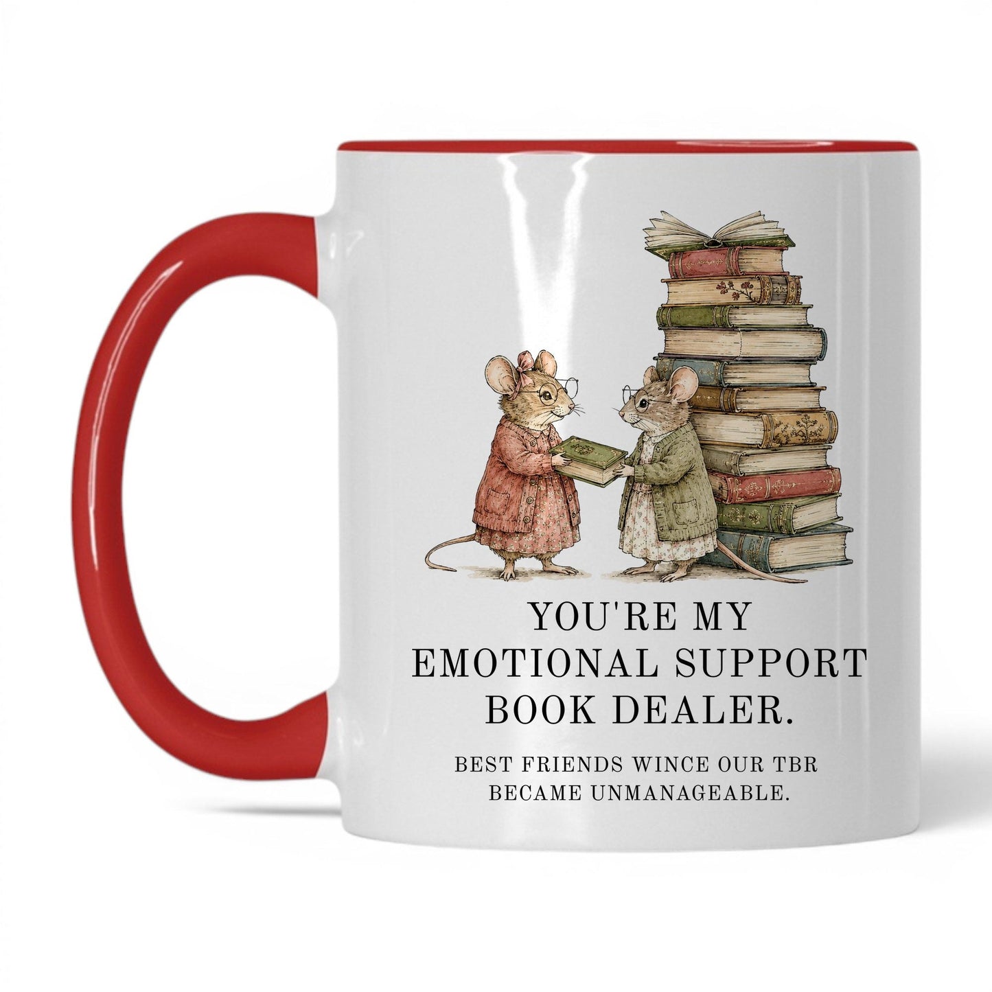 Emotional Support Book Dealer Mug – 11oz White/Red Mug