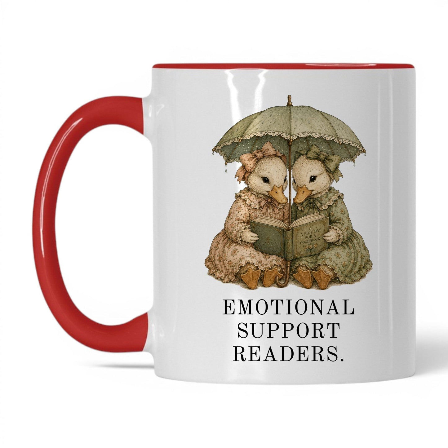 Emotional Support Readers Mug – 11oz White/Red Mug