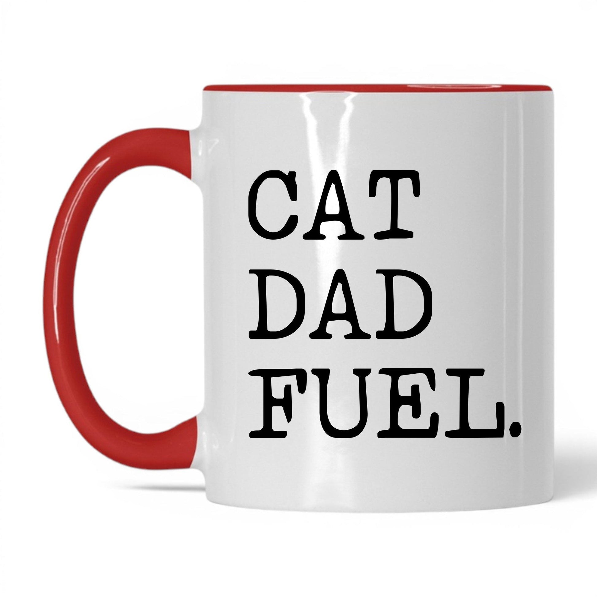 Cat Dad Fuel 11oz white and red coffee mug