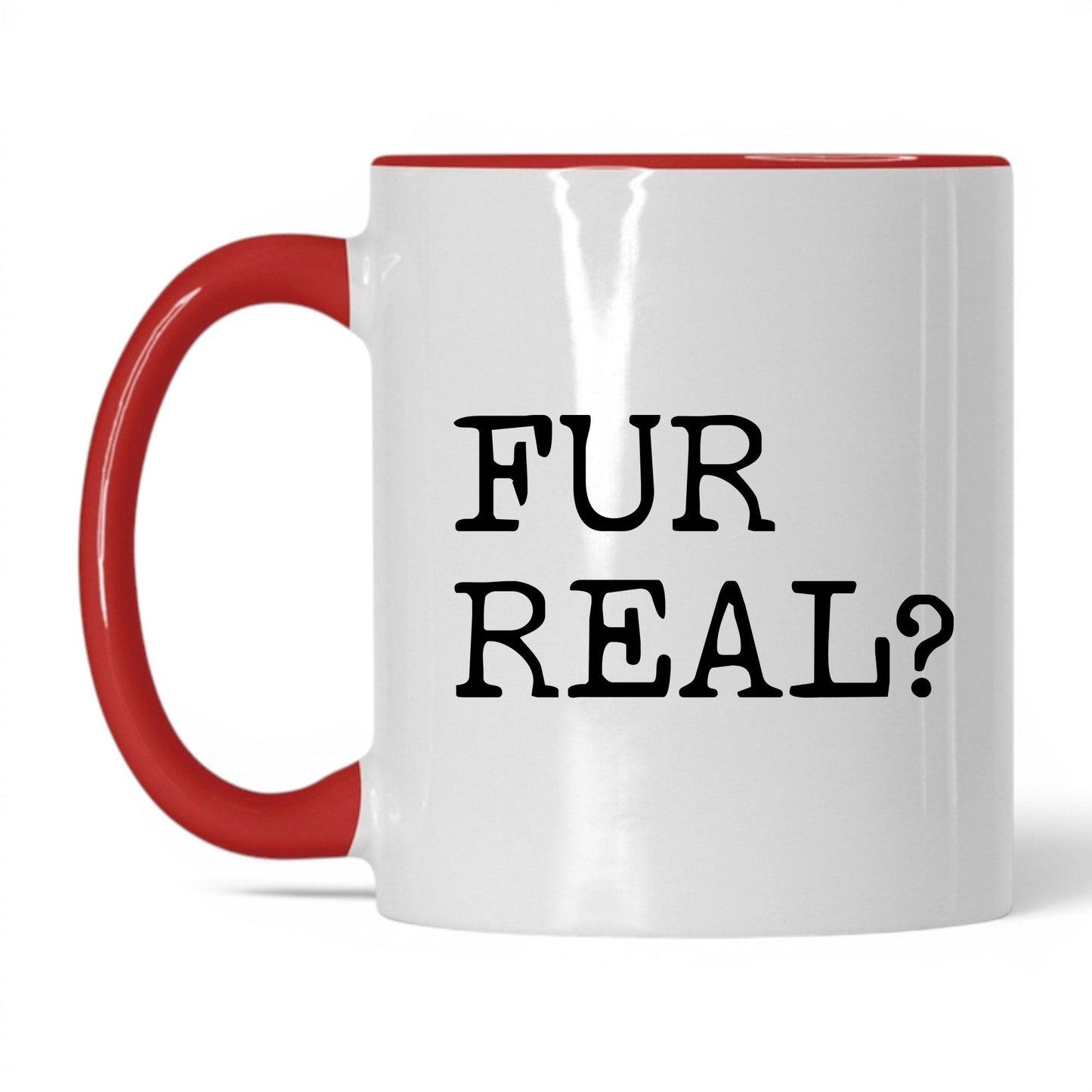 Fur Real 11oz white and red coffee mug