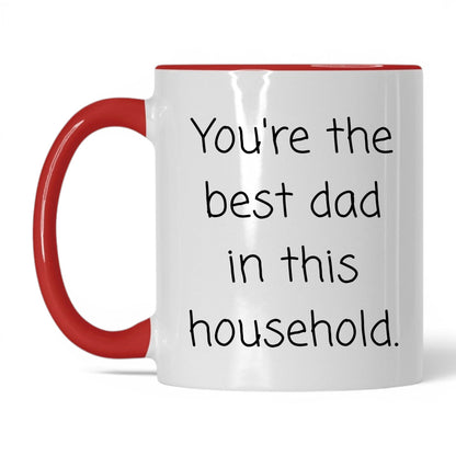 Best Dad in This Household Mug – 11oz White/Red Mug