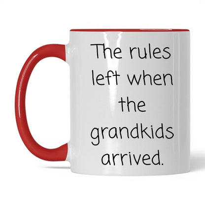 Rules Left When Grandkids Arrived Mug – 11oz White/Red Mug