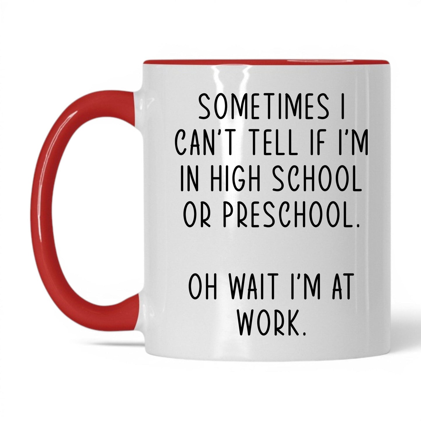 High School or Preschool Mug – 11oz White/Red Mug