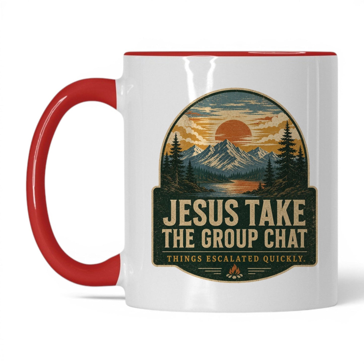 Jesus Take The Group Chat Mug – 11oz White/Red Mug