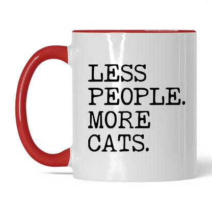 Less People More Cats 11oz white and red coffee mug