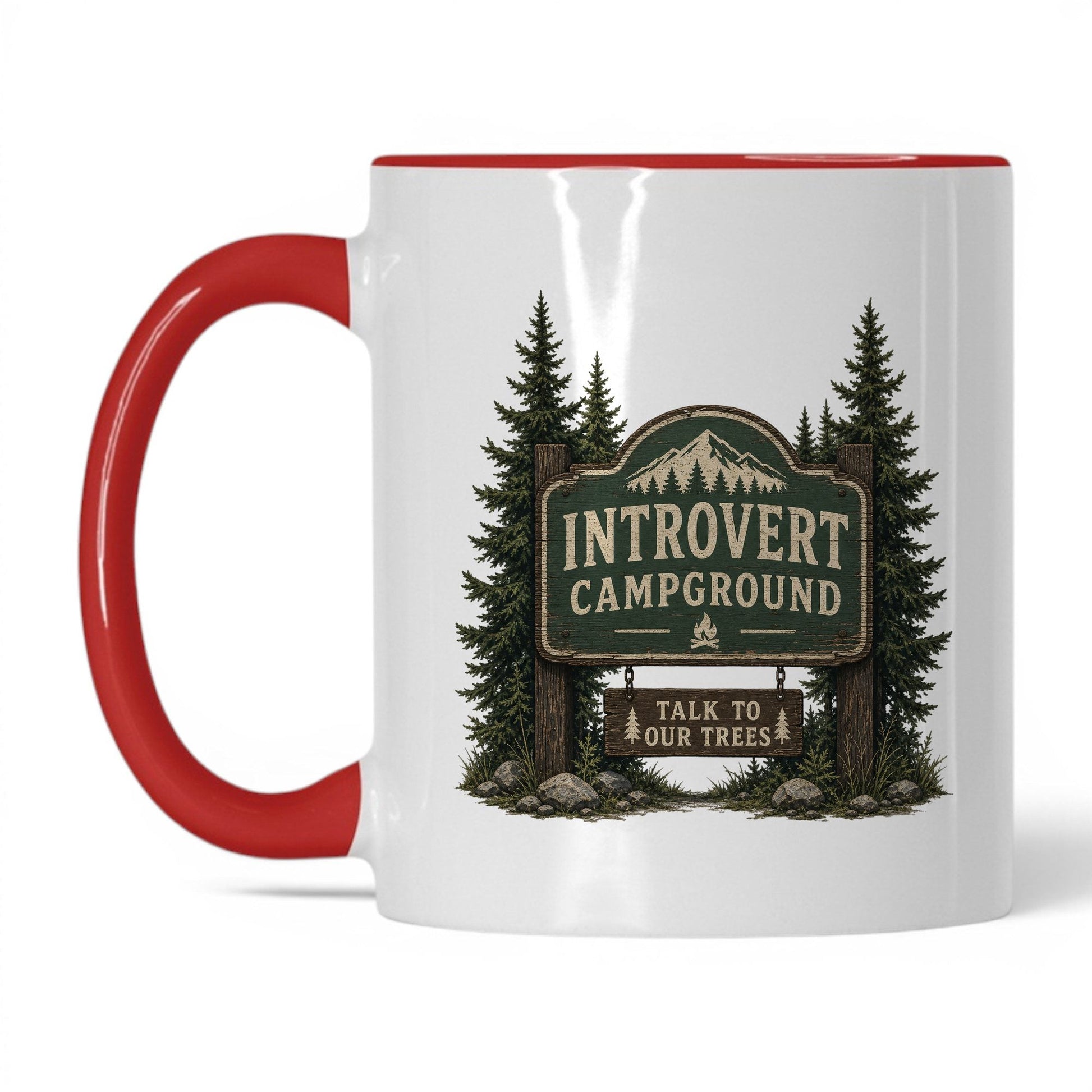 Introvert Campground Mug – 11oz White/Red Mug