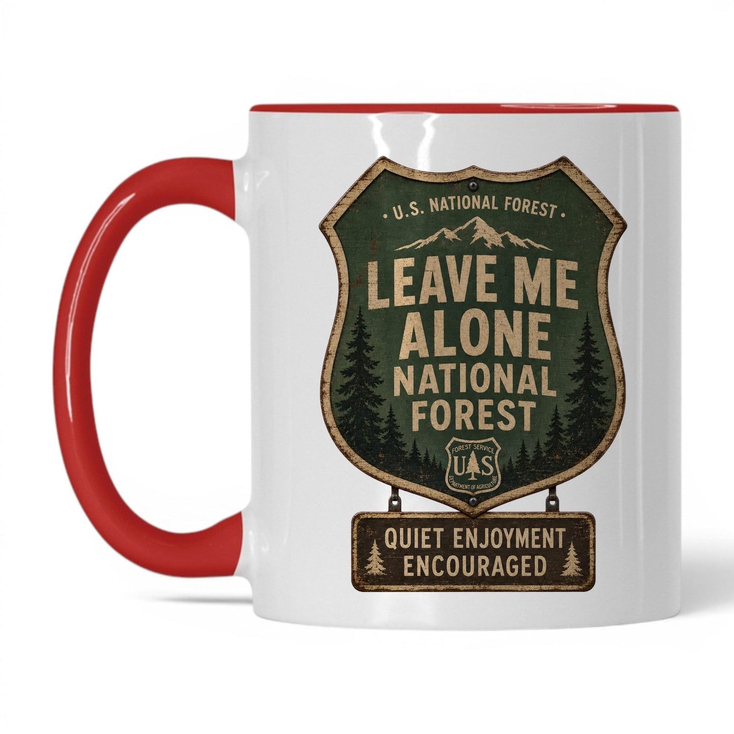 Leave Me Alone National Forest Mug – 11oz White/Red Mug