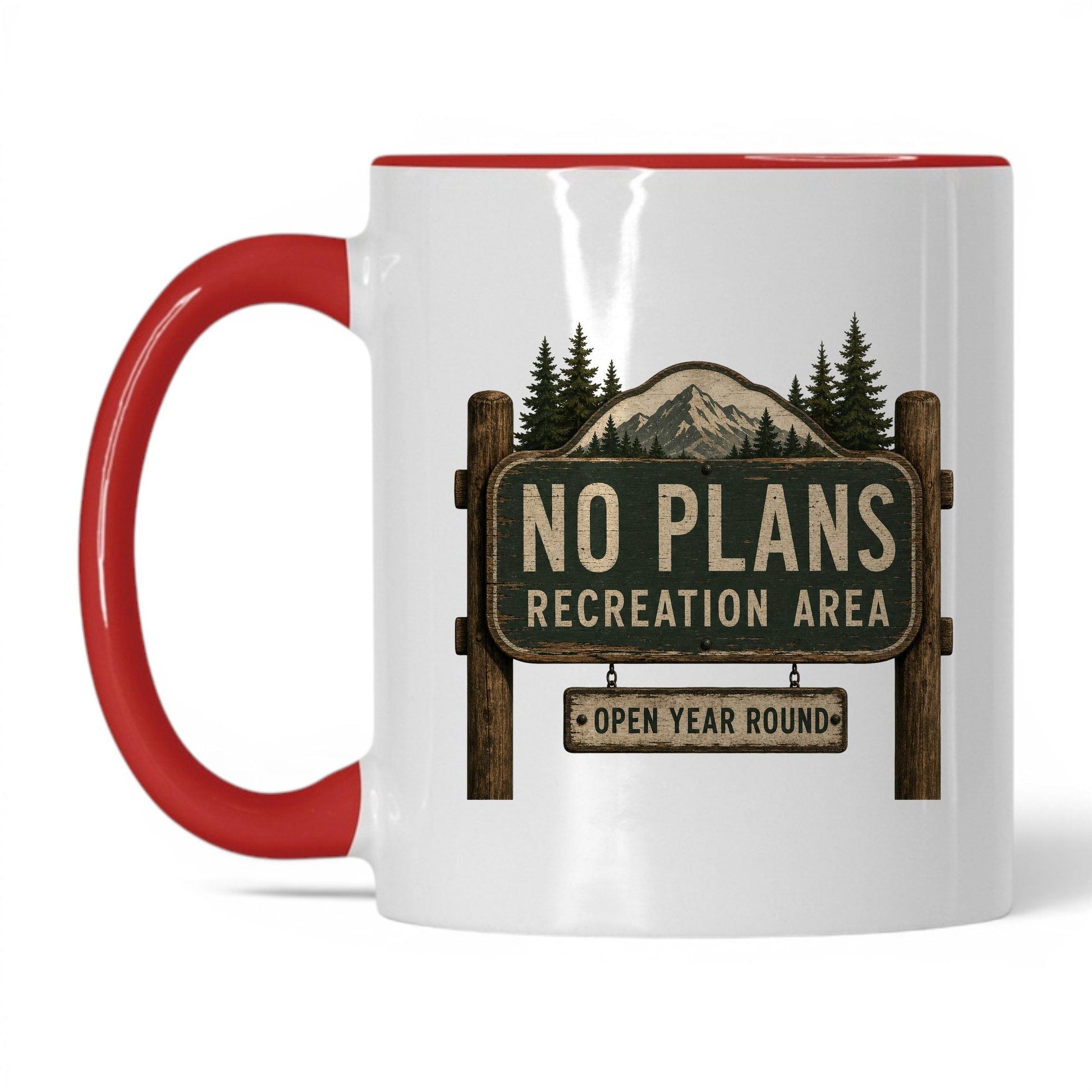 No Plans Recreation Area Mug – 11oz White/Red Mug
