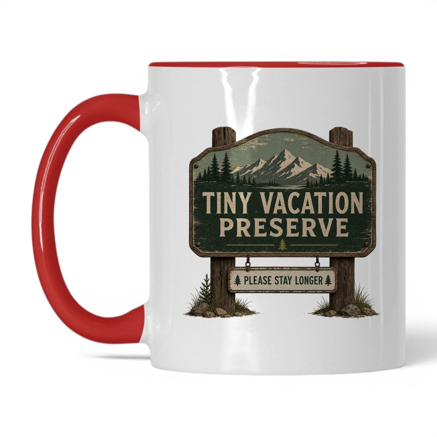 Tiny Vacation Preserve Mug – 11oz White/Red Mug