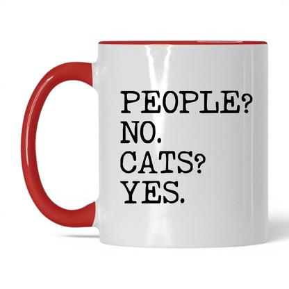 People No Cats Yes 11oz white and red coffee mug