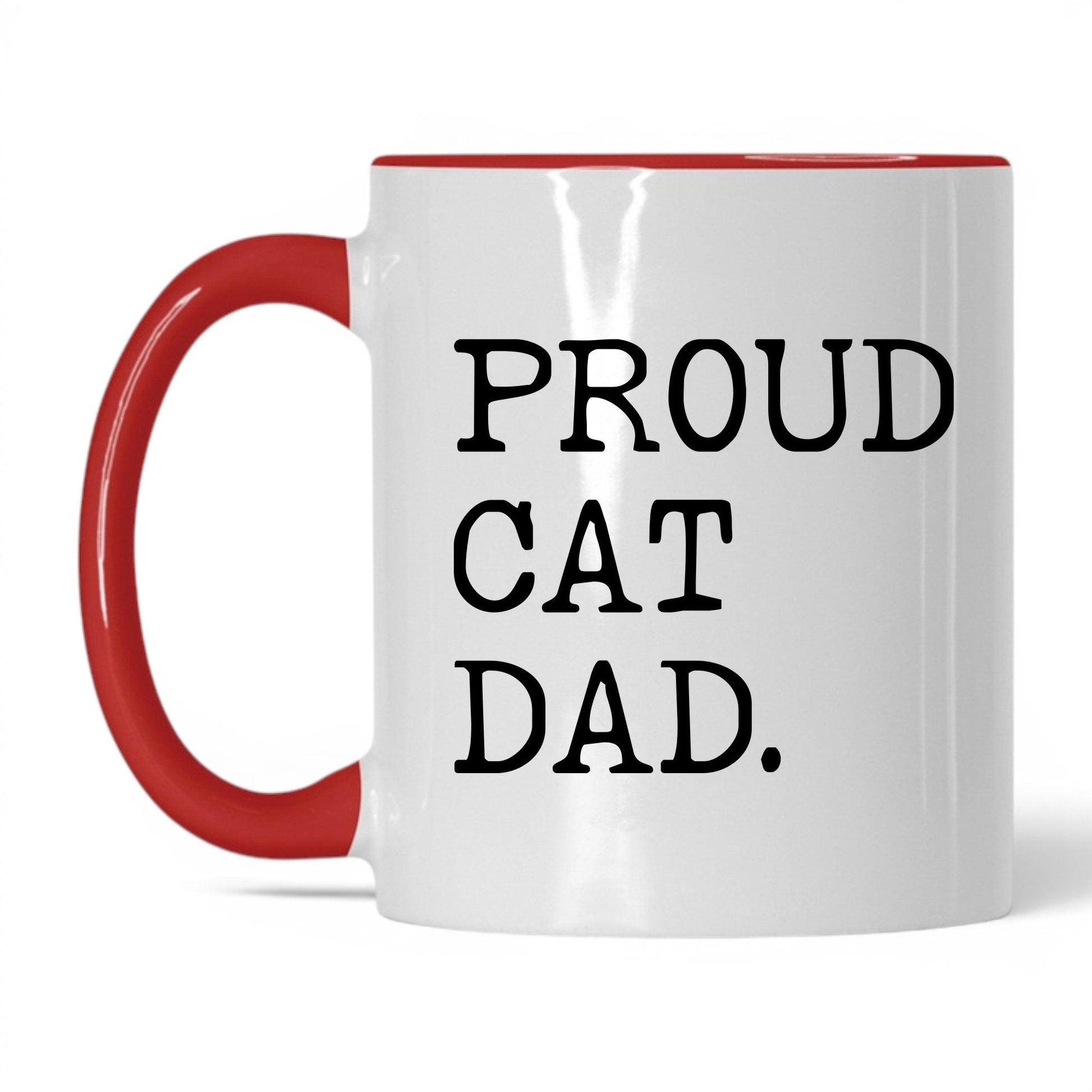 Proud Cat Dad 11oz white and red coffee mug