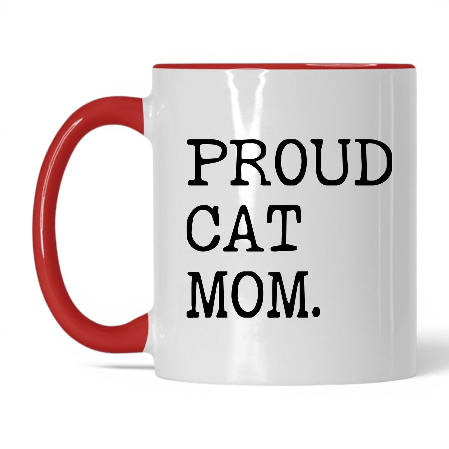 Proud Cat Mom 11oz white and red coffee mug