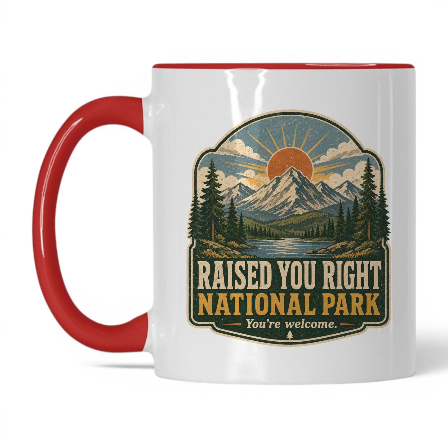 Raised You Right National Park Mug – 11oz White/Red Mug