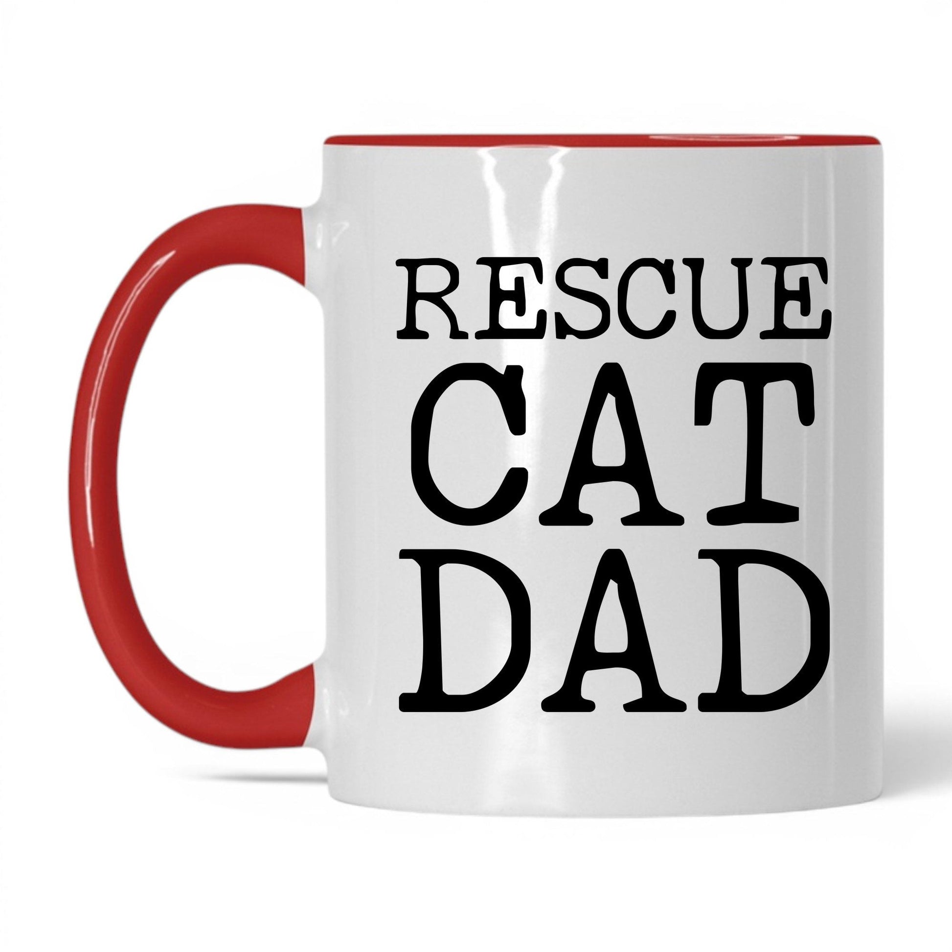 Rescue Cat Dad 11oz white and red coffee mug