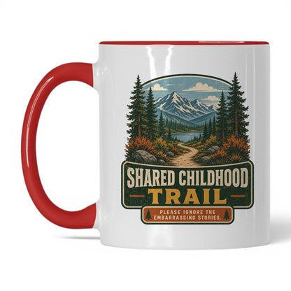 Shared Childhood Trail Mug – 11oz White/Red Mug