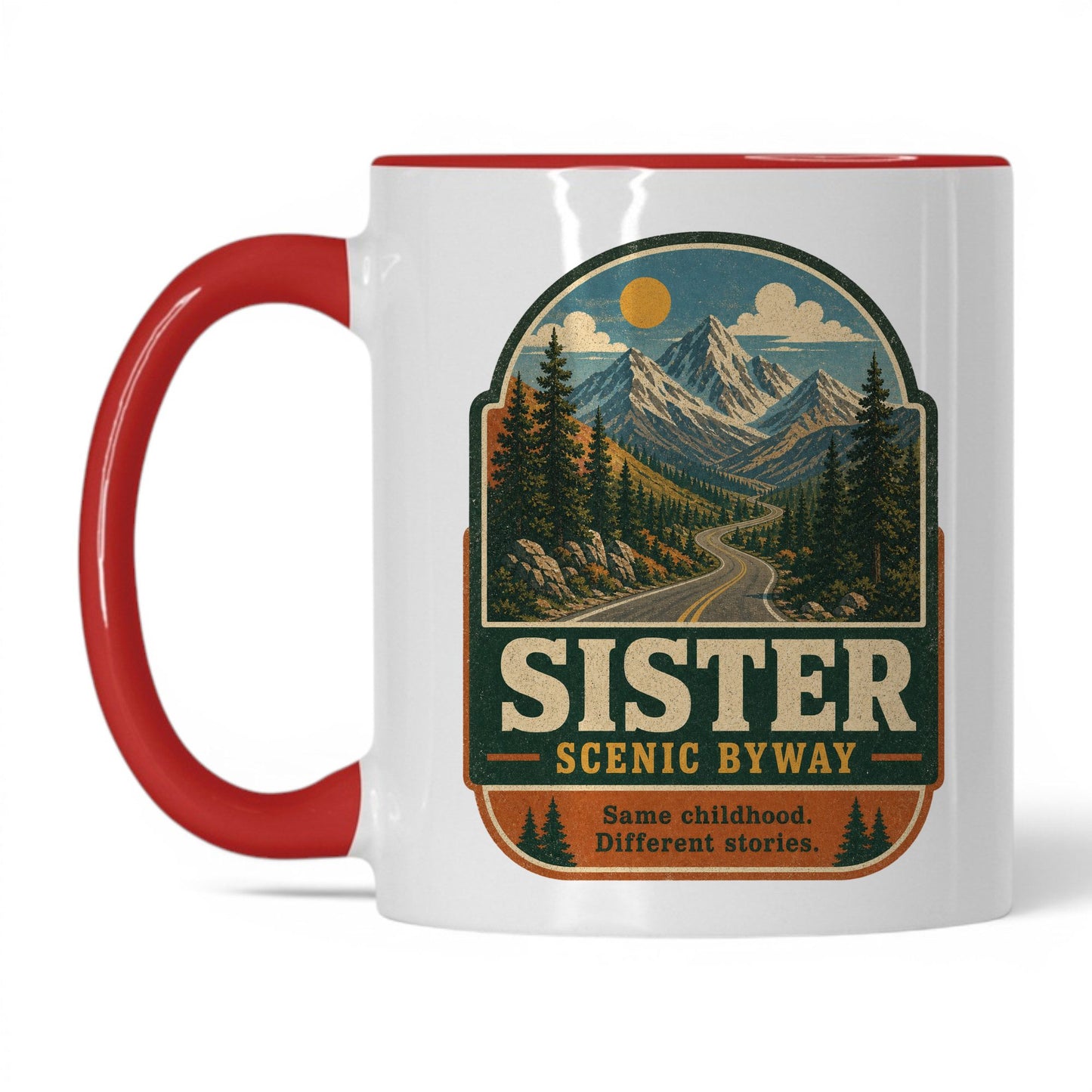 Sister Scenic Byway Mug – 11oz White/Red Mug