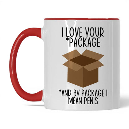 I Love Your Package Mug – 11oz White/Red Mug