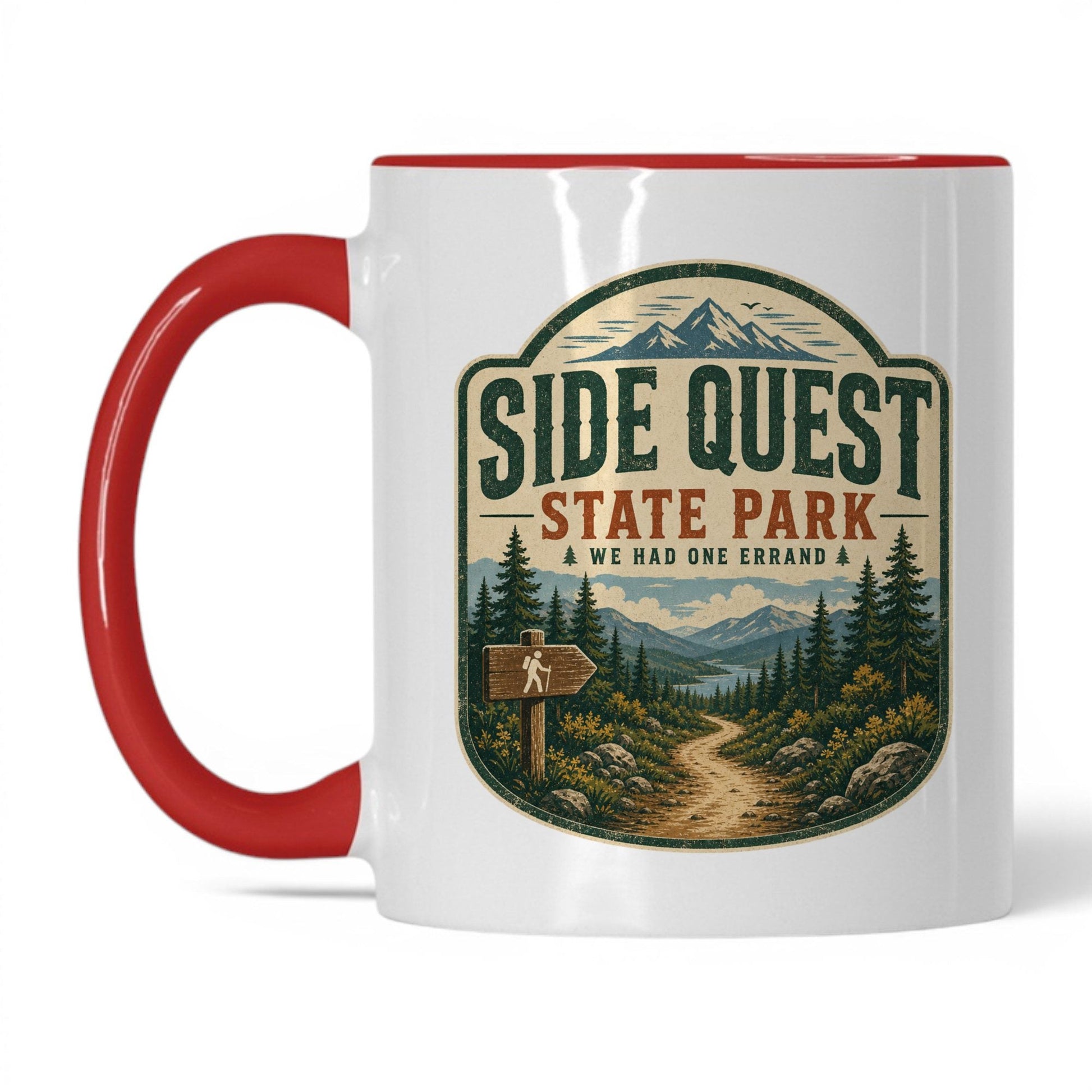Side Quest State Park Coffee Mug – 11oz White/Red Mug