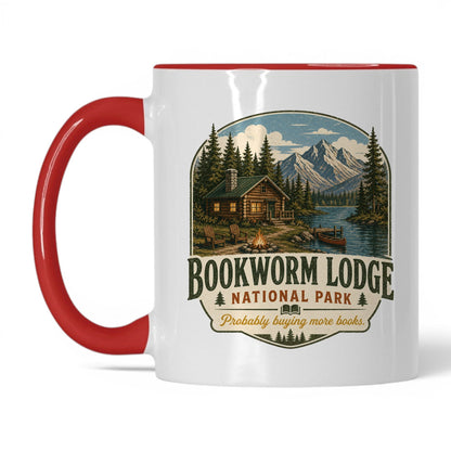 Bookworm Lodge National Park Mug – 11oz White/Red Mug