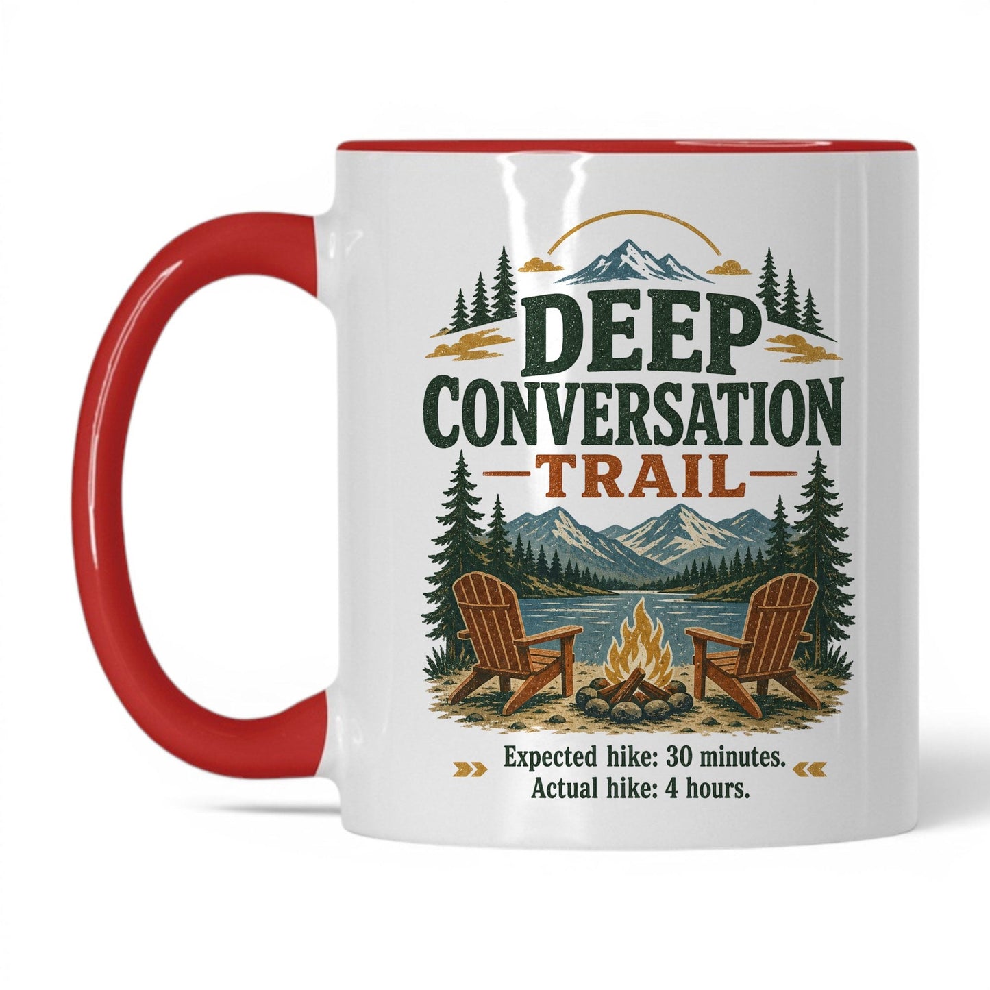 Deep Conversation Trail Mug – 11oz White/Red Mug