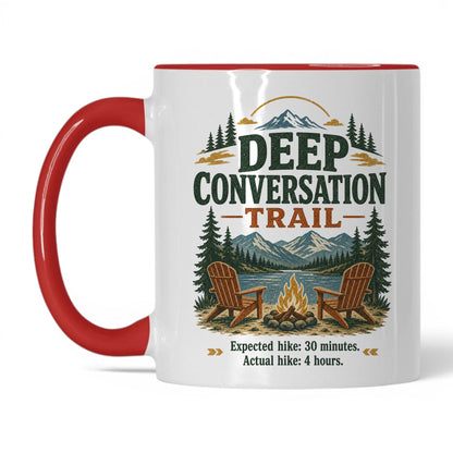 Deep Conversation Trail Mug – 11oz White/Red Mug