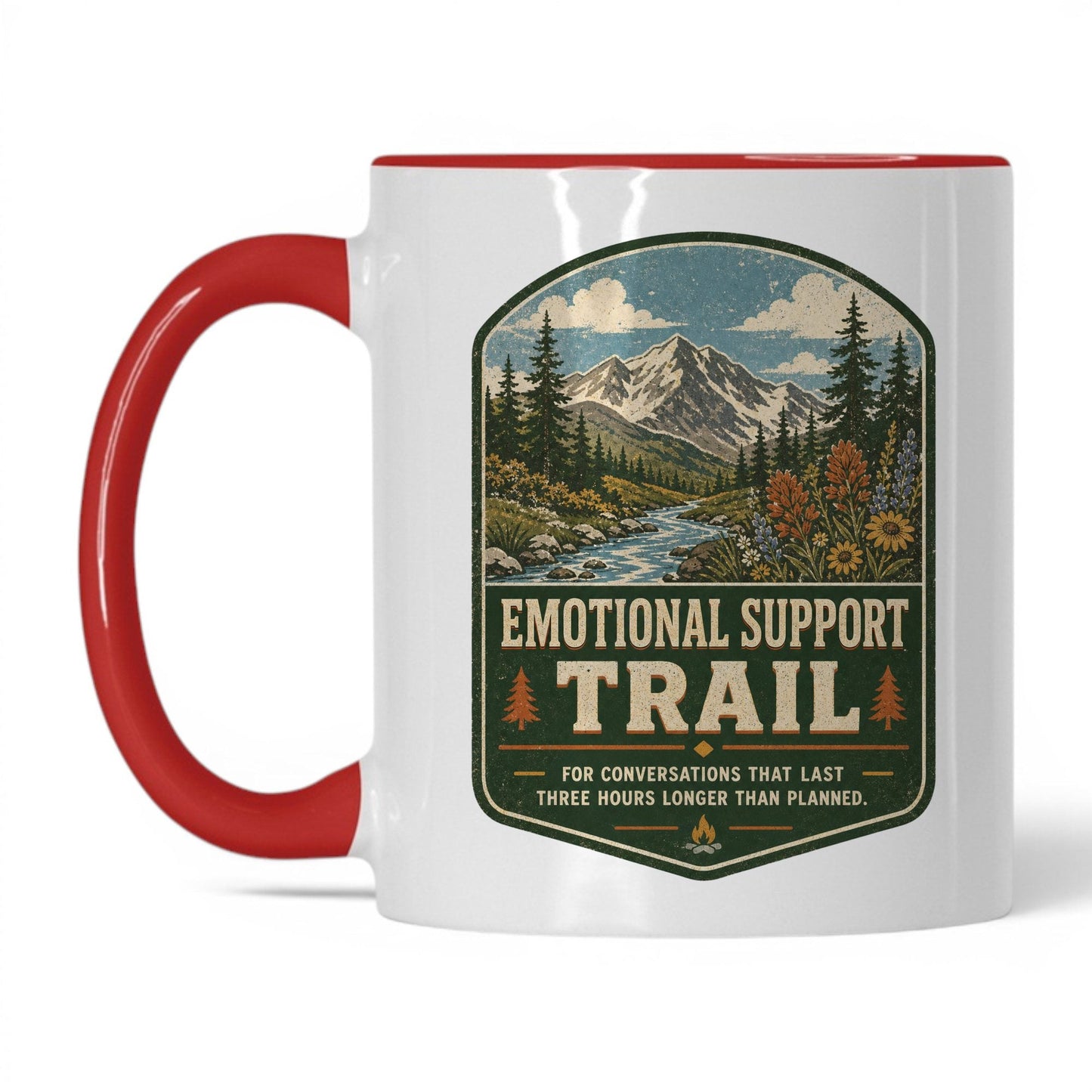 Emotional Support Trail Mug – 11oz White/Red Mug