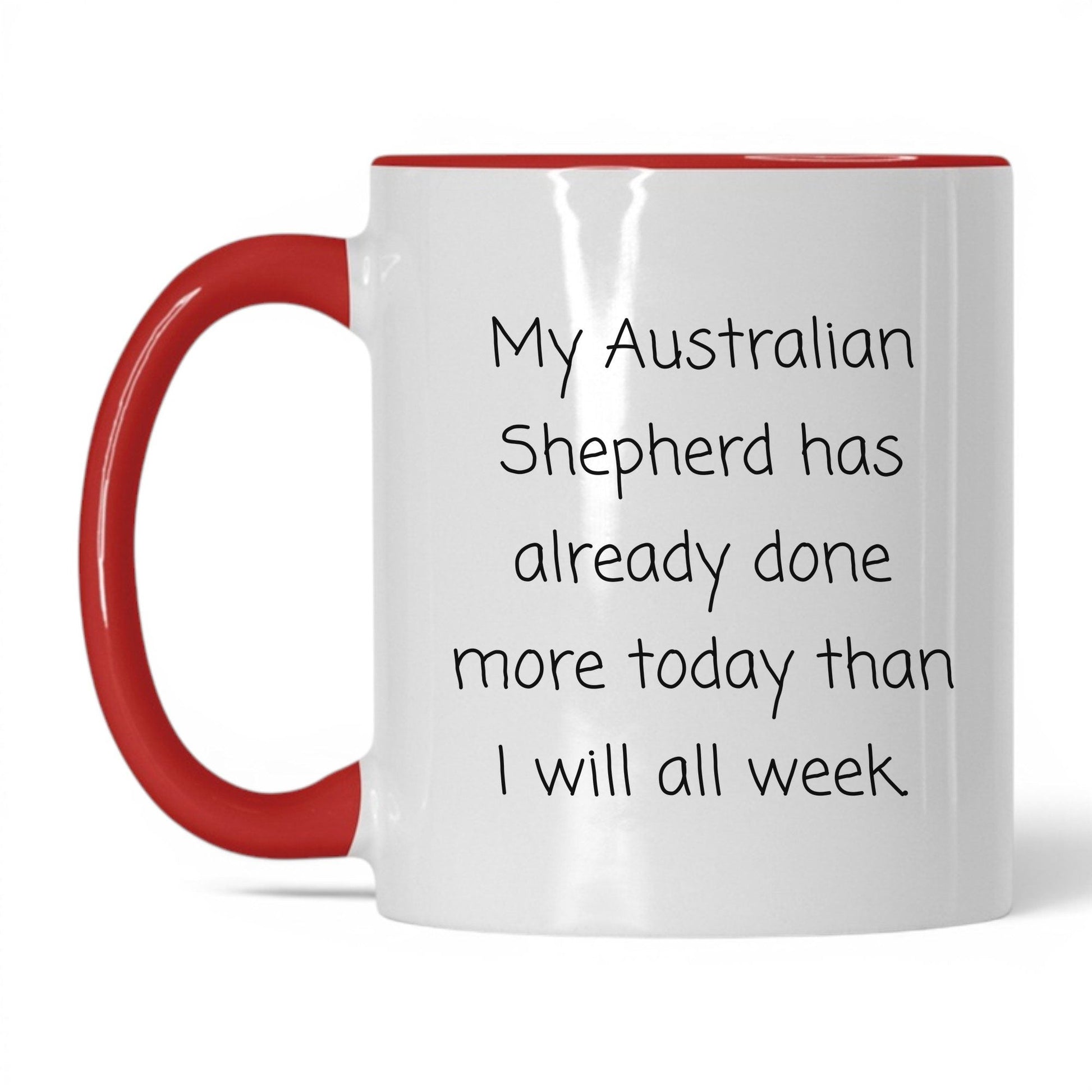 Australian Shepherd Dog Lover Mug – 11oz White/Red Mug