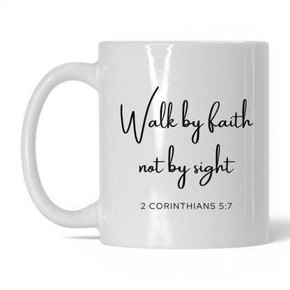 Walk by Faith Not by Sight Mug – 15oz White/Midnight Blue Mug