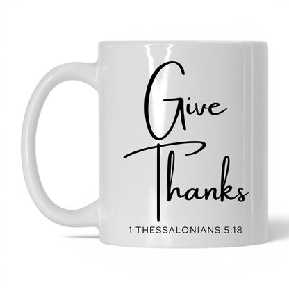 Give Thanks Mug – 15oz White/Midnight Blue Mug