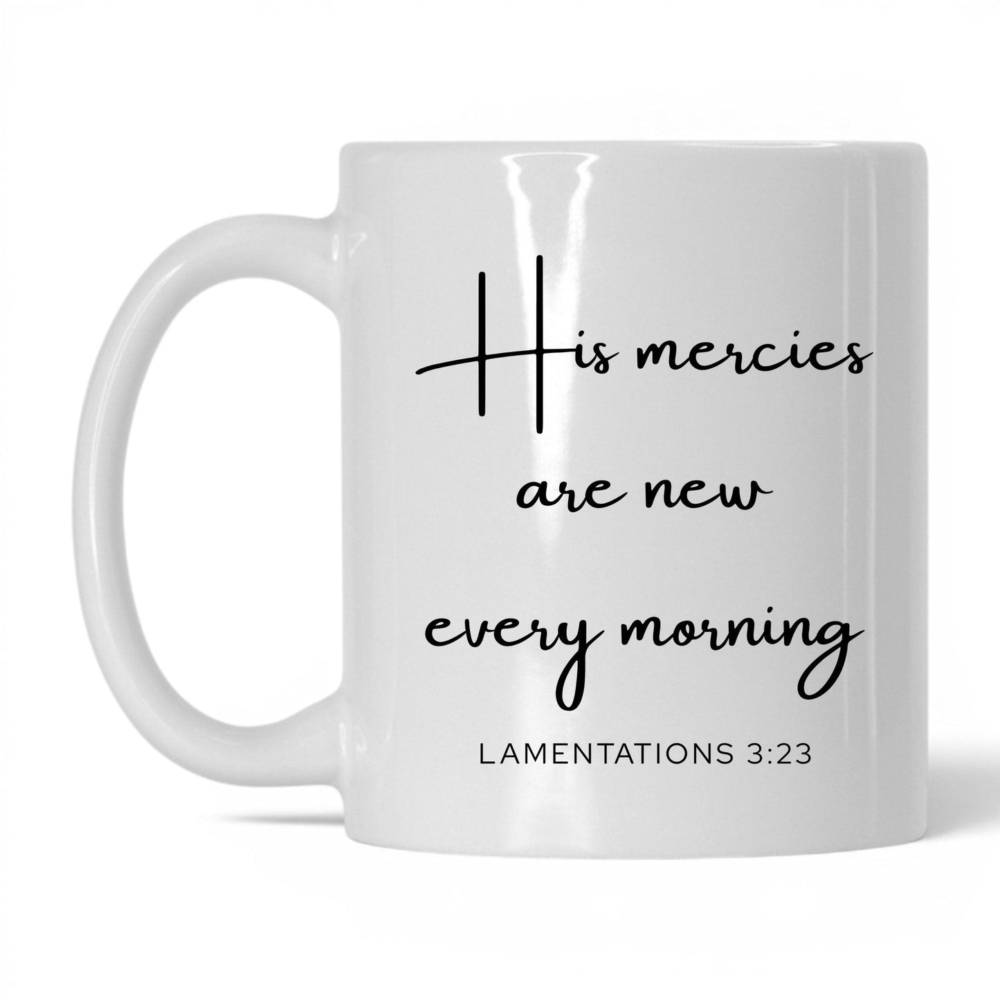 His Mercies Are New Mug – 15oz White/Midnight Blue Mug