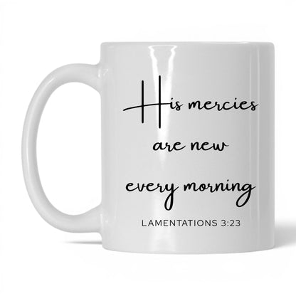 His Mercies Are New Mug – 15oz White/Midnight Blue Mug
