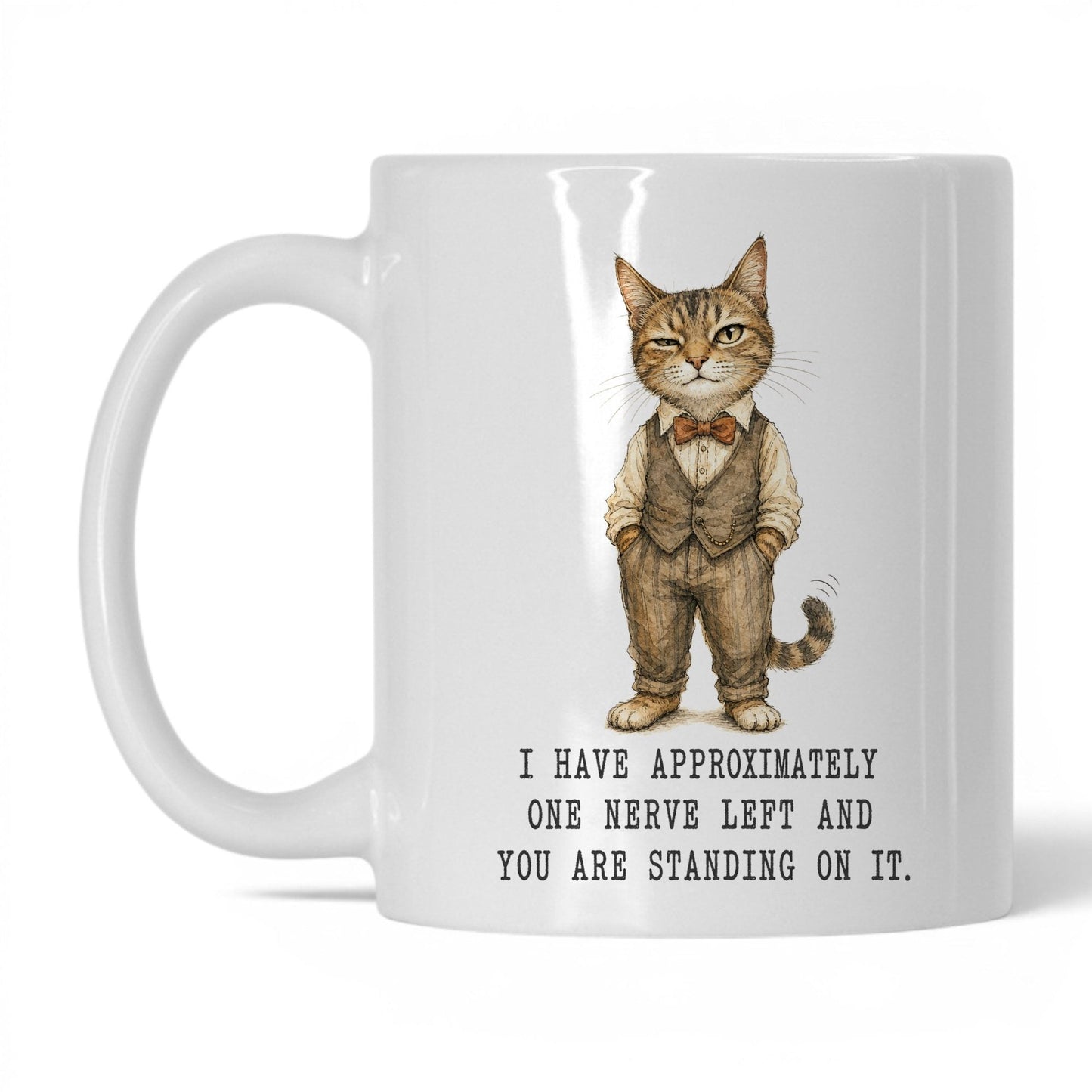 One Nerve Left Cat Mug – 11oz White Mug
