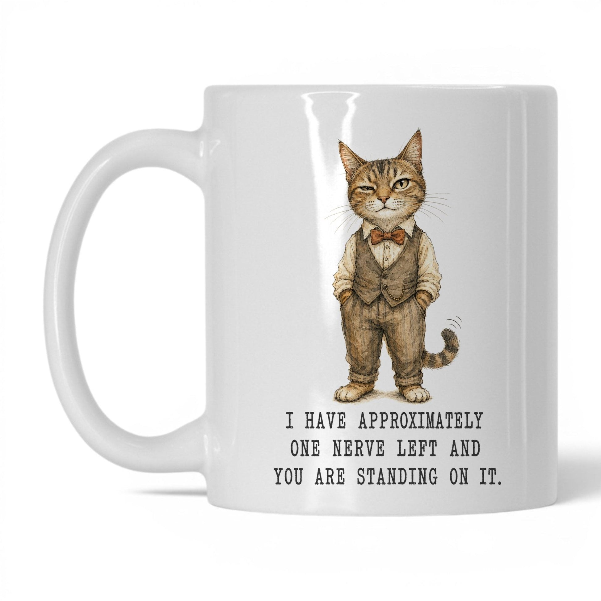 One Nerve Left Cat Mug – 11oz White Mug
