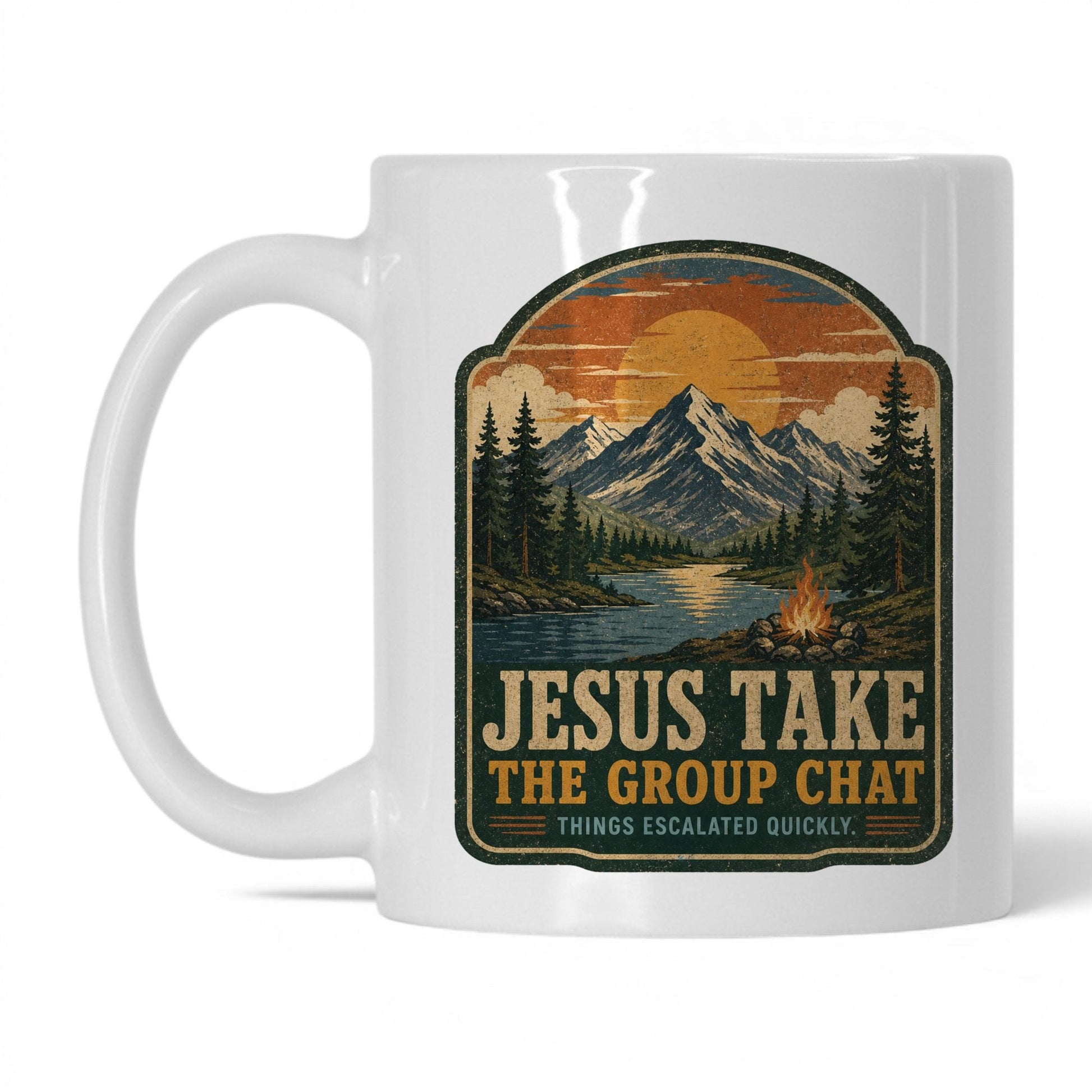 Jesus Take The Group Chat Sunset Mug – 11oz White Mug