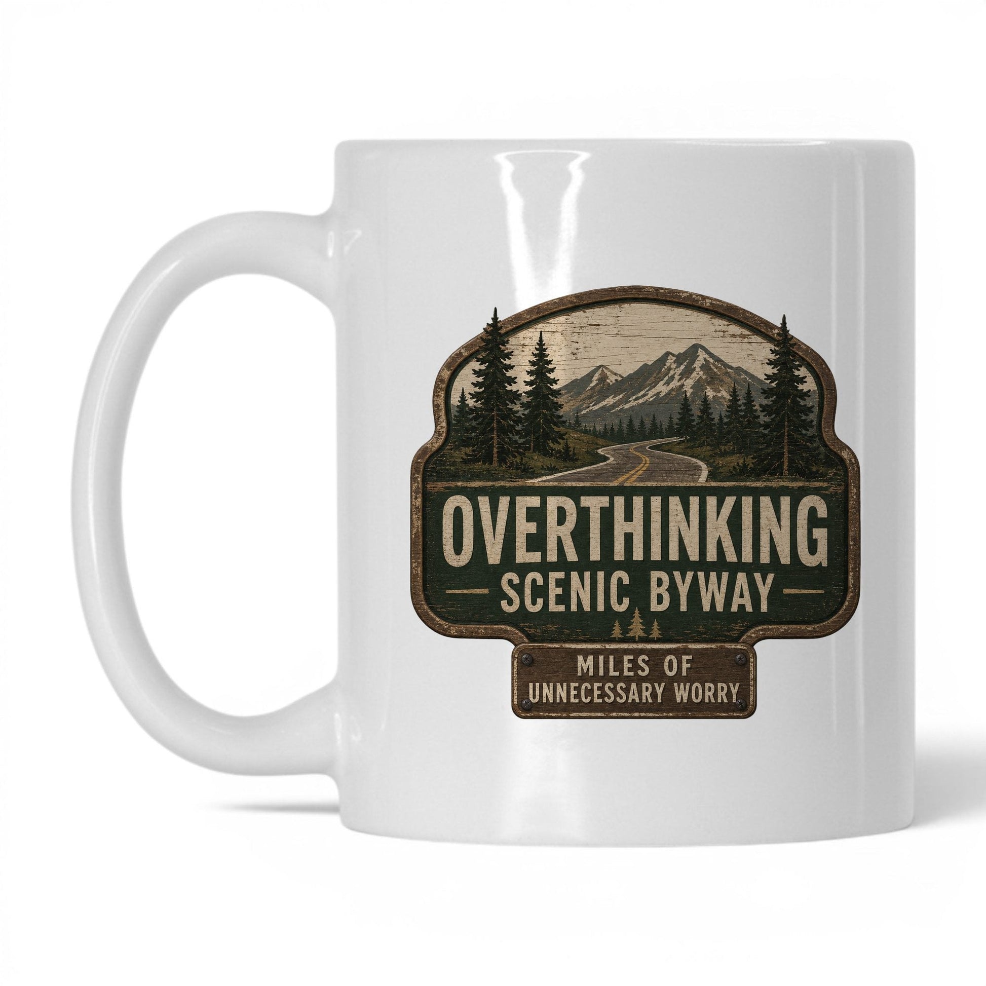 Overthinking Scenic Byway Mug – 11oz White Mug