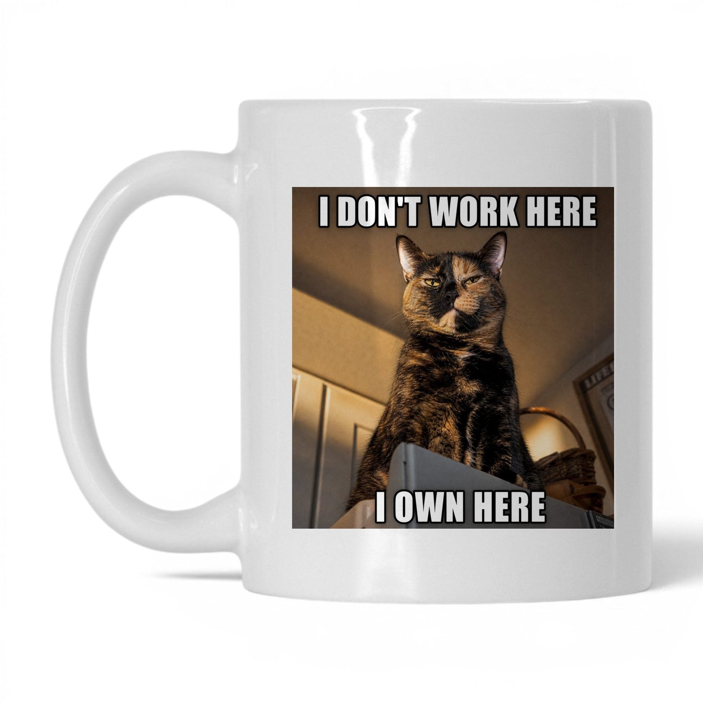 I Don't Work Here Cat Coffee Mug