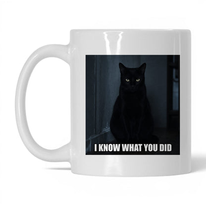 I Know What You Did Cat Coffee Mug