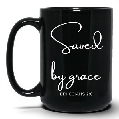 Saved by Grace Mug – 15oz Black Mug