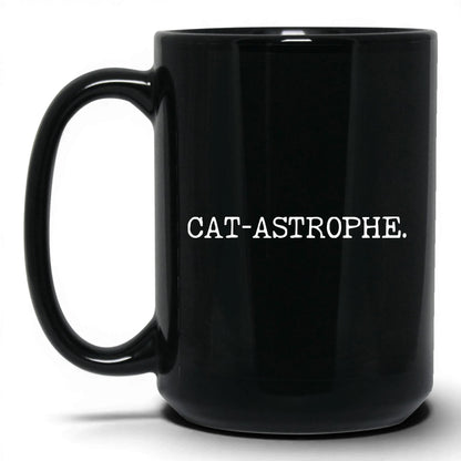 Cat-astrophe 15oz black coffee mug