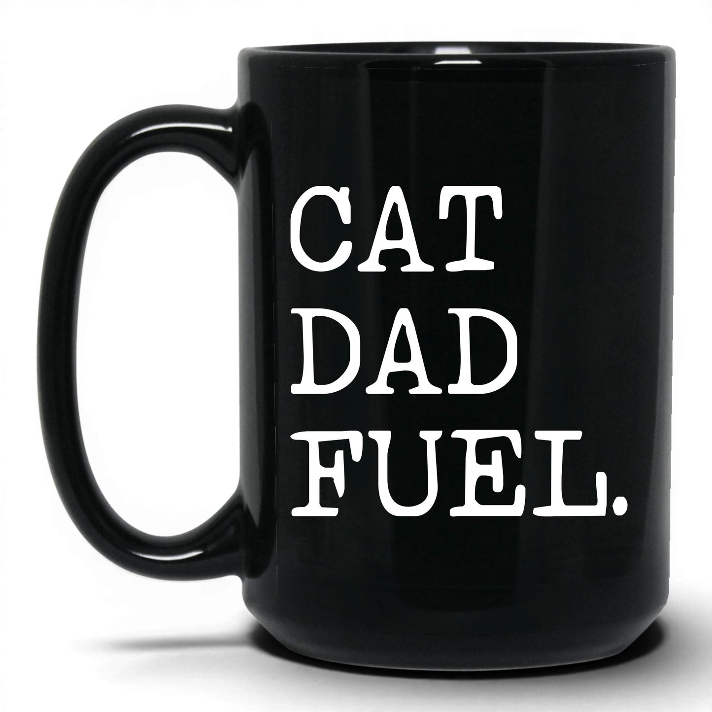 Cat Dad Fuel 15oz black coffee mug